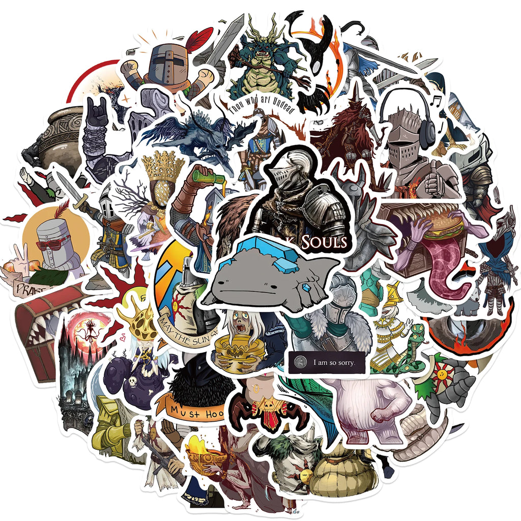 50PCS Dark Souls Scrapbook Stickers DIY Diary Laptop Luggage Skateboard Graffiti Decal Fun Stylish Classic Toys