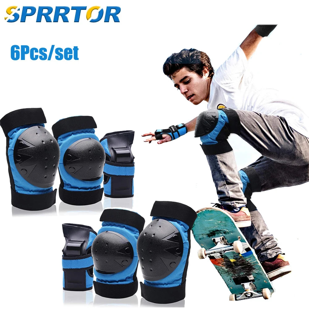 Knee Pads Elbow Pads Wrist Guards 3In1 Skateboard Protective Gear Set for Skateboarding Cycling Skating Scooter Bike Kids/Adults