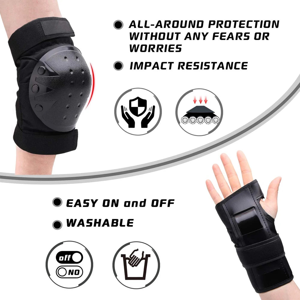 Knee Pads Elbow Pads Wrist Guards 3In1 Skateboard Protective Gear Set for Skateboarding Cycling Skating Scooter Bike Kids/Adults